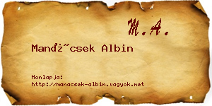 Manácsek Albin névjegykártya